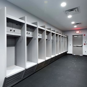 Recruiter Open-Front Wood Sport Lockers Painted